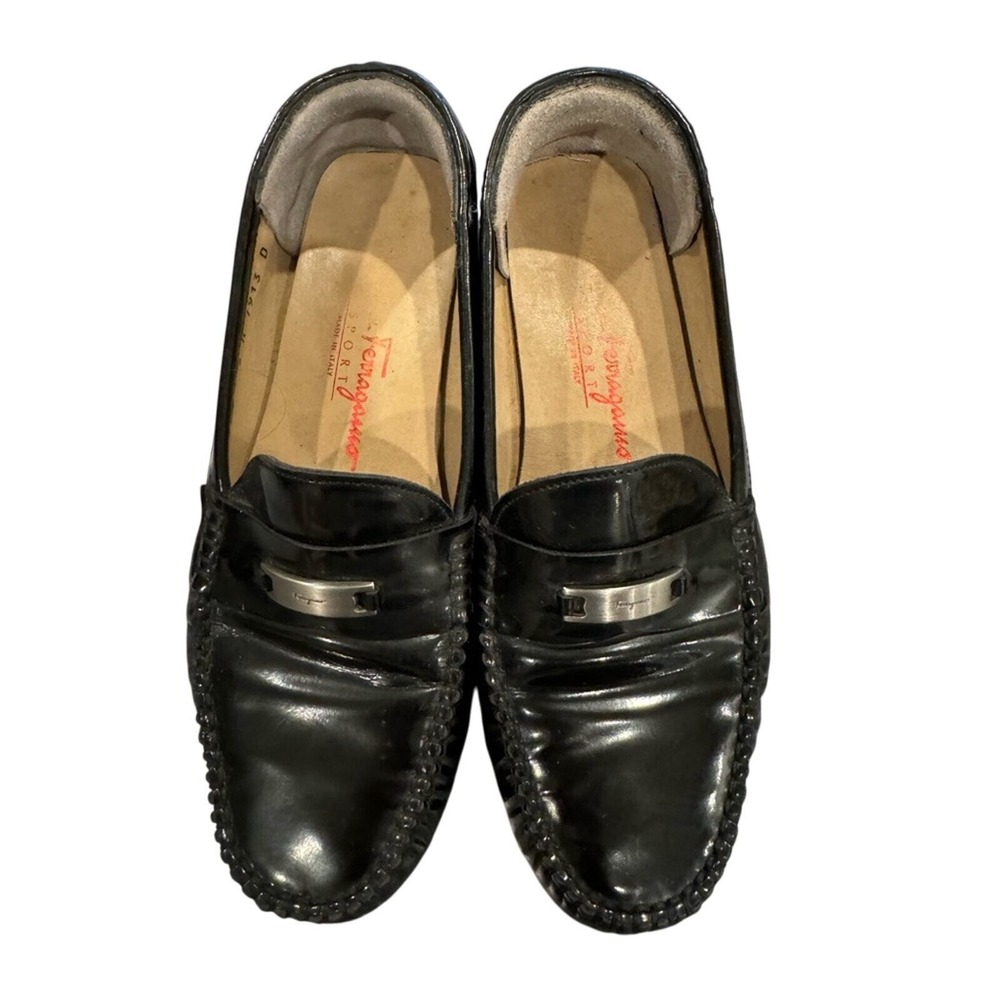 vtg Salvatore‎ Ferragamo Women's Loafers, Size 5.5, Black Leather,  Italy